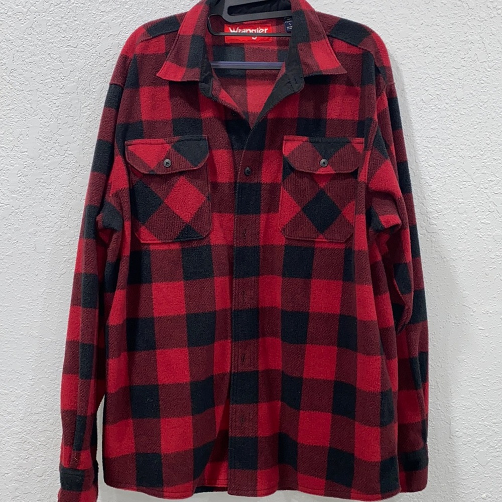 Wrangler Mens Plaid Fleece Button Down Size Large